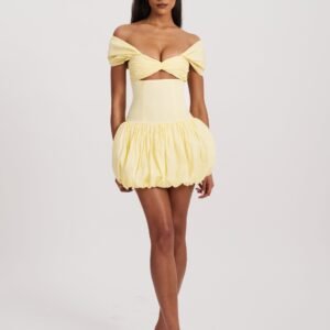 Umika Butter Yellow Bubble Hem Mini Dress